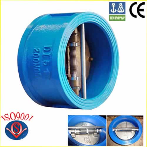 Ductile iron wafer type dual disc check valve