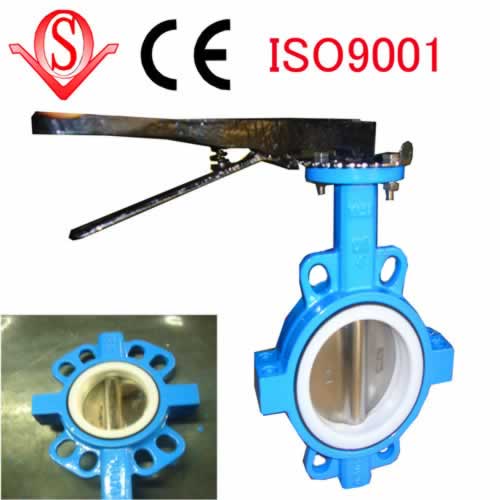 sell PTFE seated wafer type butterfly valve DN50-DN300